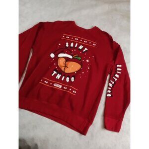 Saint Thicc Sweatshirt Red Large BSL Cotton Polyester